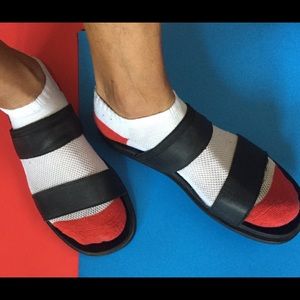 ALDO black faux leather sandals